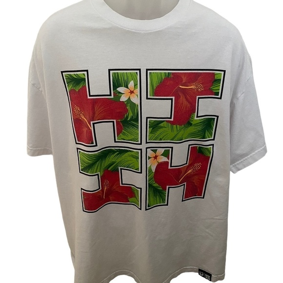 HAWAII’S FINEST Ianuali Line 2020 Red & Green Floral Tropical Shirt Men 2XL XXL - Picture 1 of 7